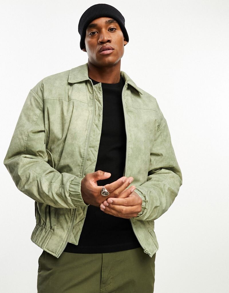 

Объемный бомбер цвета хаки ASOS DESIGN
