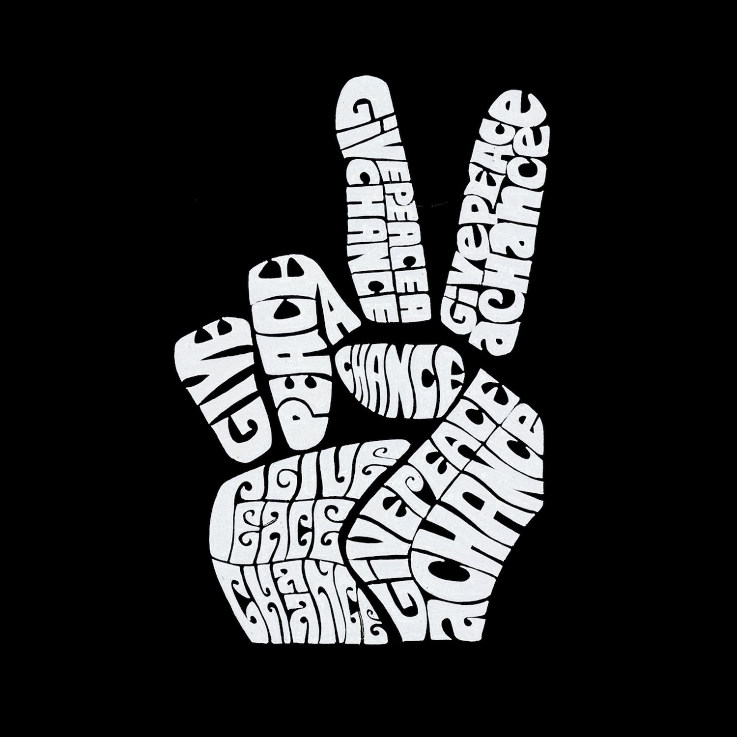 Peace Fingers - мужская футболка с рисунком Word Art LA Pop Art
