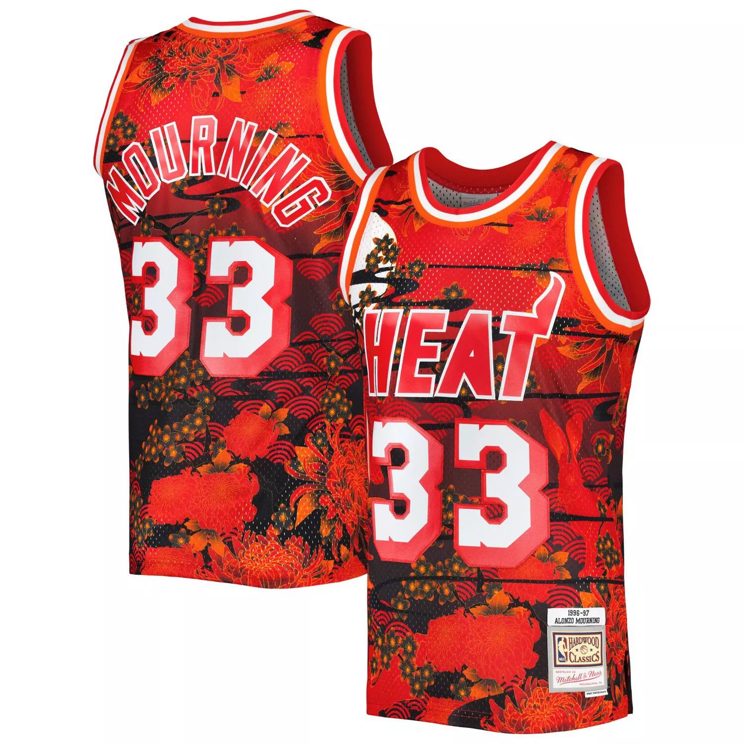 

Мужская футболка Mitchell & Ness Alonzo Mourning Red Miami Heat из твердой древесины Classics Lunar New Year Swingman Jersey