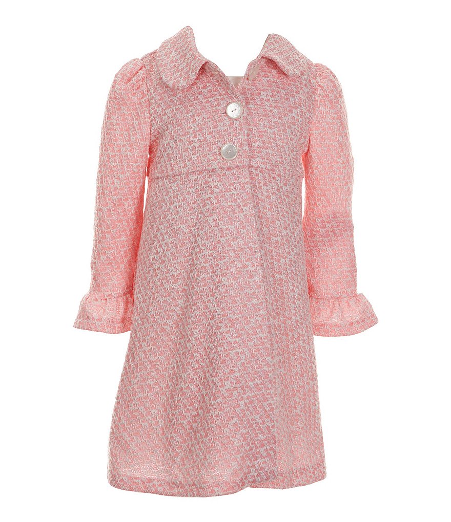 Вязаное пальто с длинными рукавами и расклешенное платье из блестящей сетки без рукавов для маленьких девочек 2–6 лет Bonnie Jean, розовый