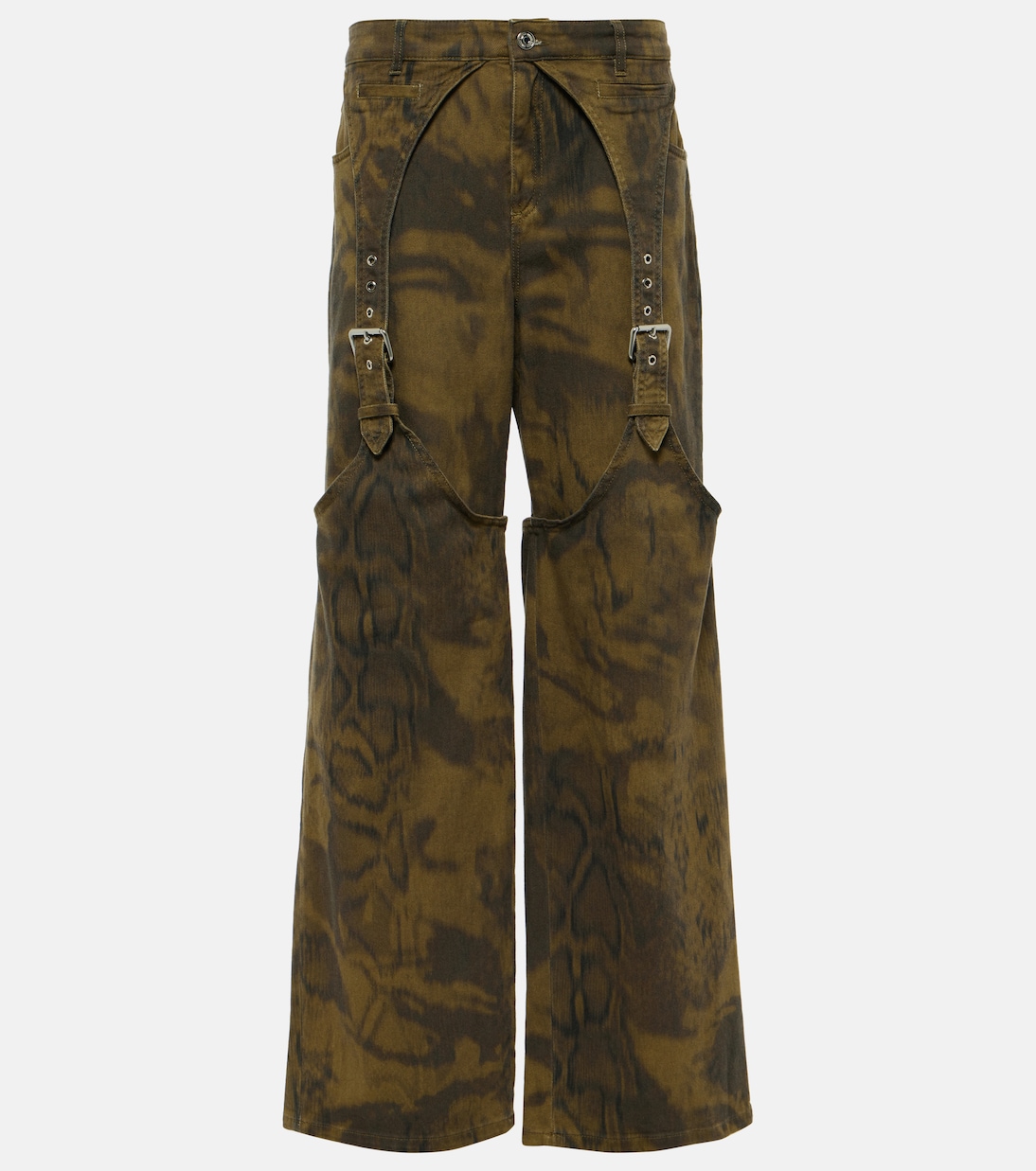 Джинсовые брюки широкого кроя с принтом Blumarine, зеленый цена и фото