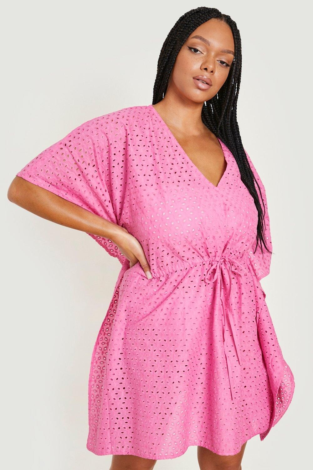 

Кафтан Plus Broderie Anglaise с кулиской boohoo, фиолетовый
