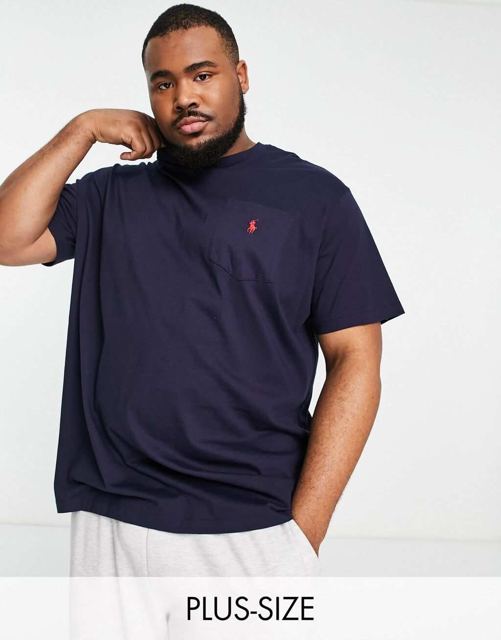 

Темно-синяя футболка с логотипом Polo Ralph Lauren Big & Tall, Синий