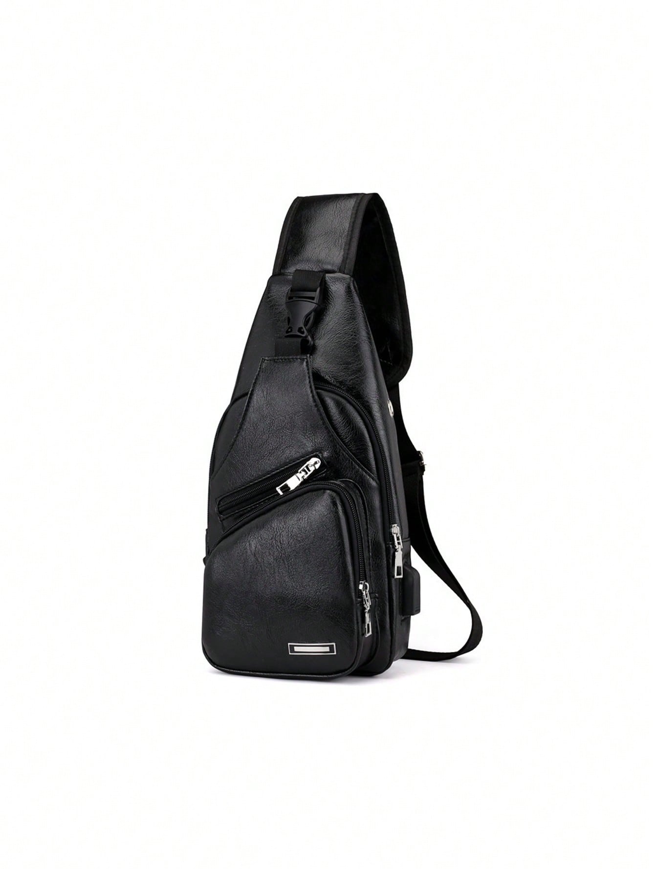 Мини-сумка на ремне с металлическим декором на молнии, черный мини мужская минималистичная сумка слинг черный