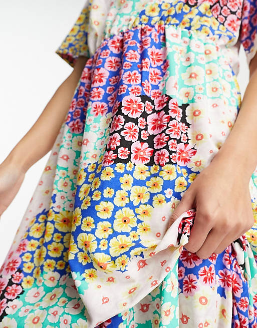 Эксклюзивное платье макси Pieces с цветочным принтом в стиле пэчворк