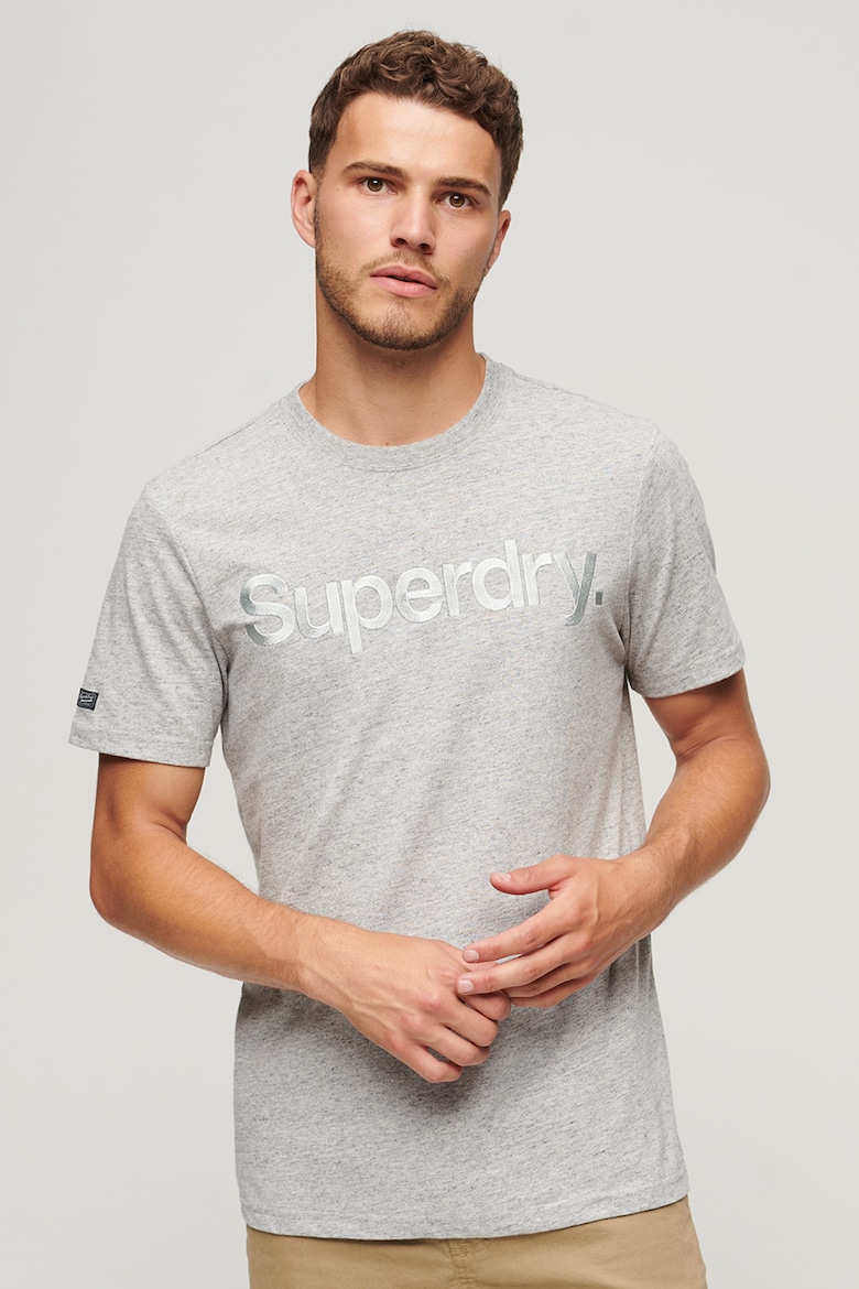 

Хлопковая футболка с логотипом Superdry, серый