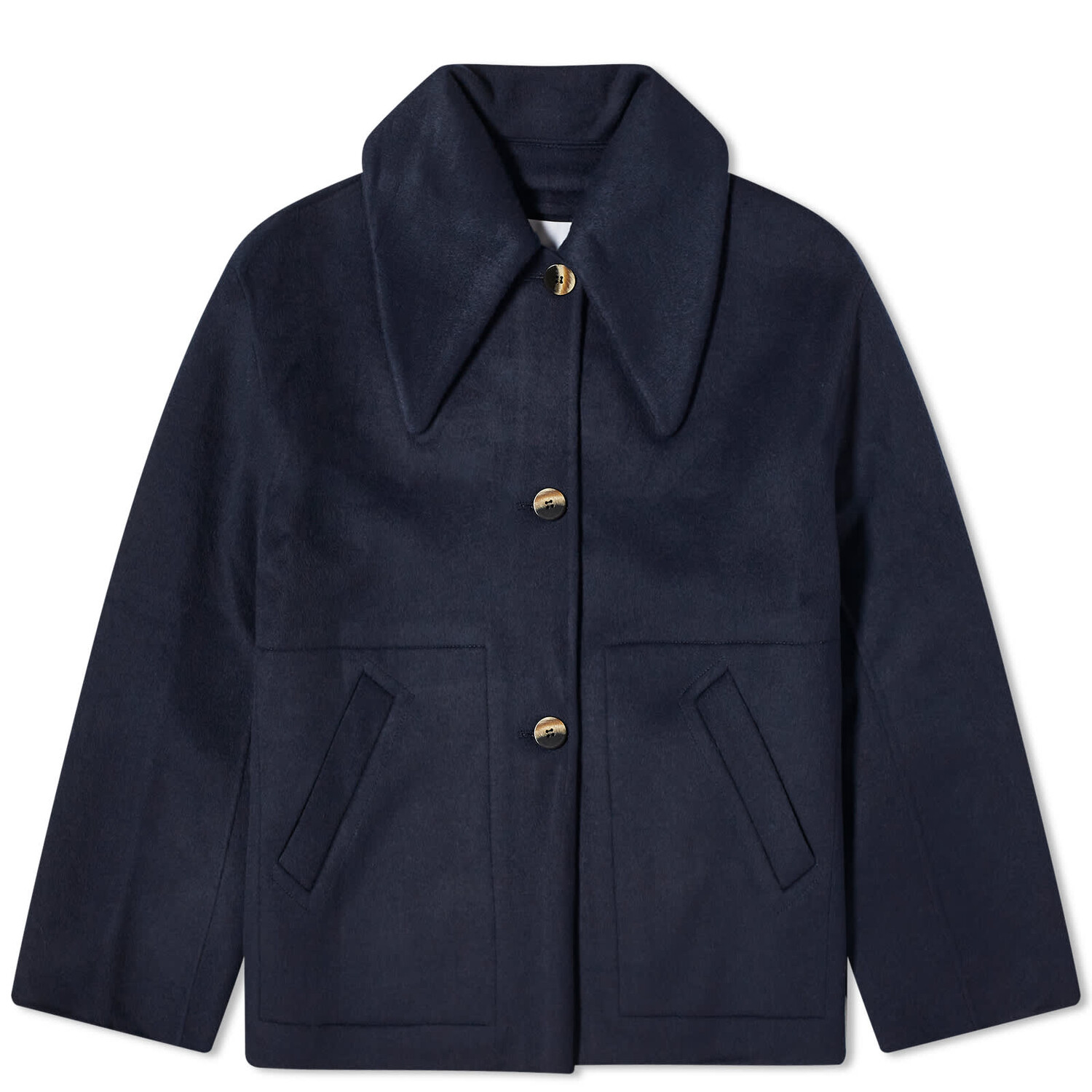 

Куртка Ganni Wool Wide Collar, цвет Sky Captain
