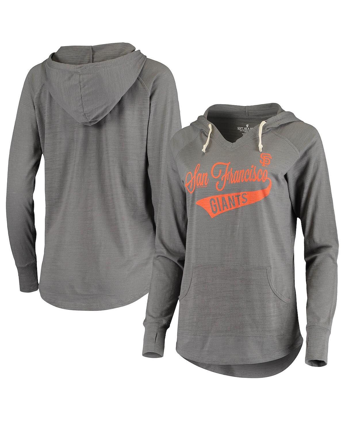 

Женский серый пуловер с капюшоном San Francisco Giants Raglan Tri-Blend с V-образным вырезом Soft As A Grape