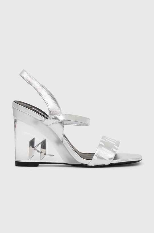 

Кожаные босоножки ICE WEDGE Karl Lagerfeld, серебро