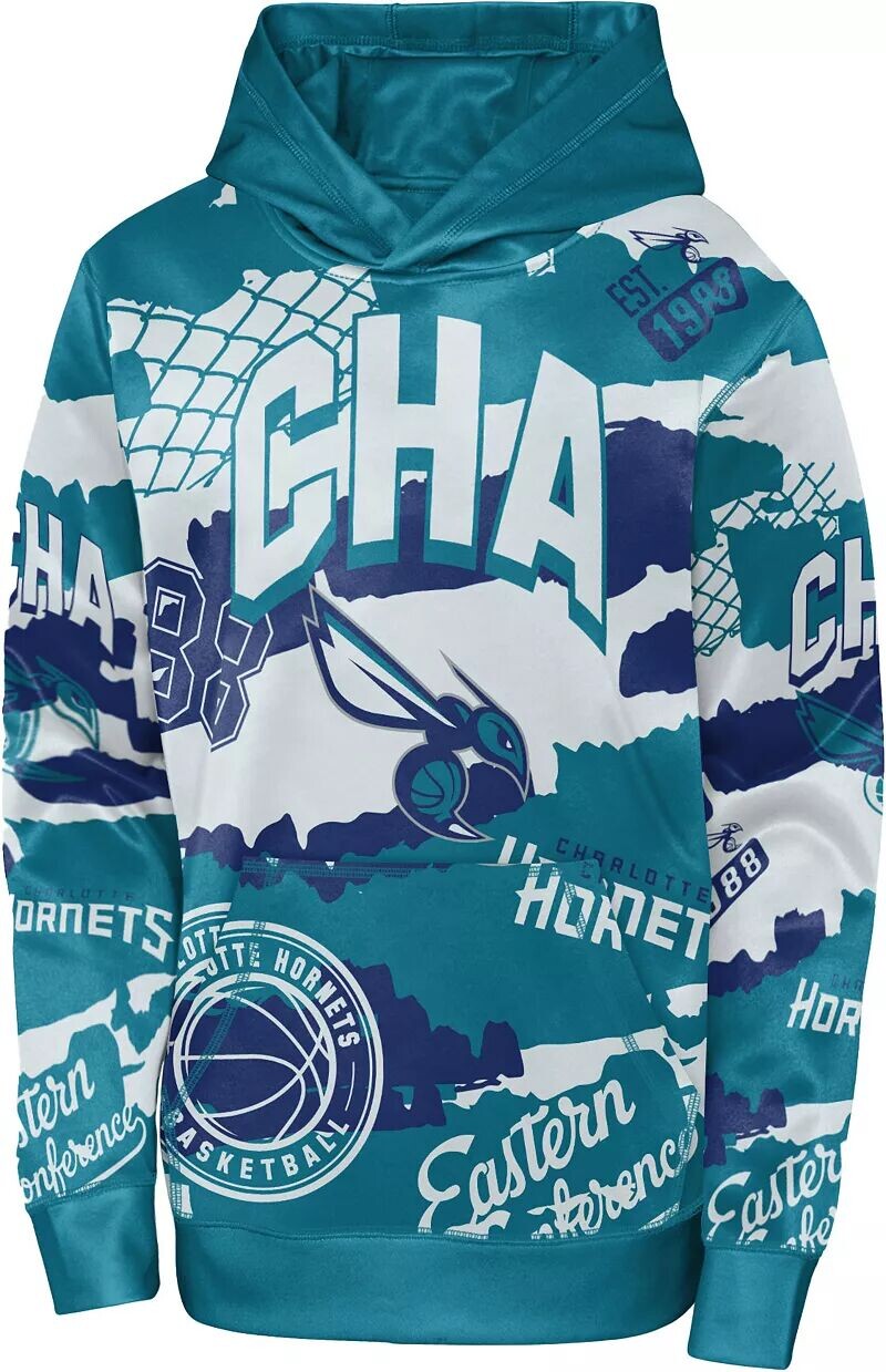 

Outerstuff Youth Charlotte Hornets Темно-бирюзовая сублимированная толстовка Over The Limit