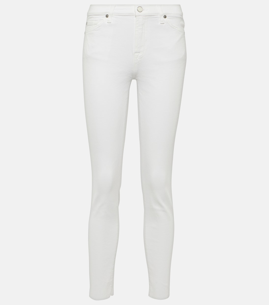 Укороченные джинсы скинни с высокой посадкой 7 For All Mankind, белый