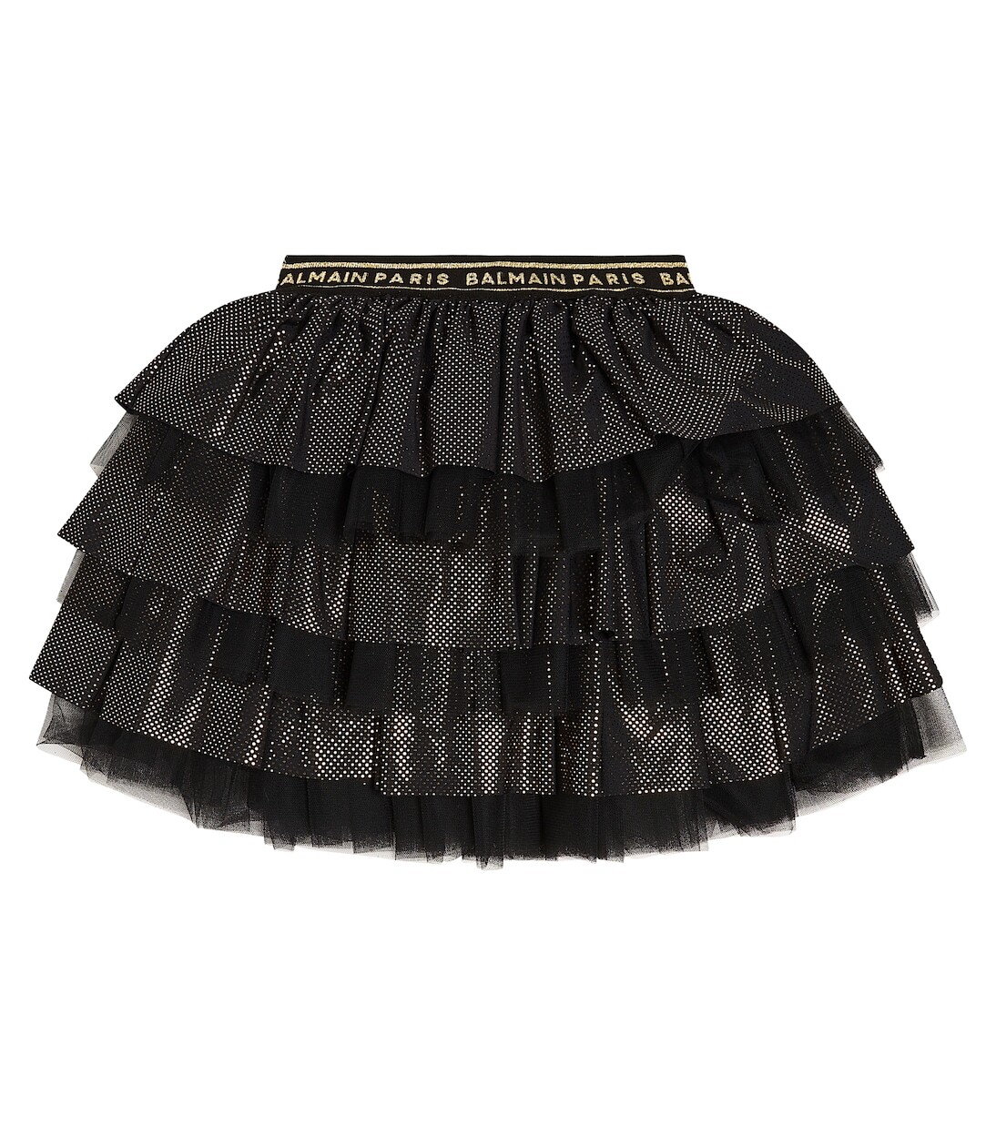 

Многоярусная юбка из тюля Balmain Kids, черный