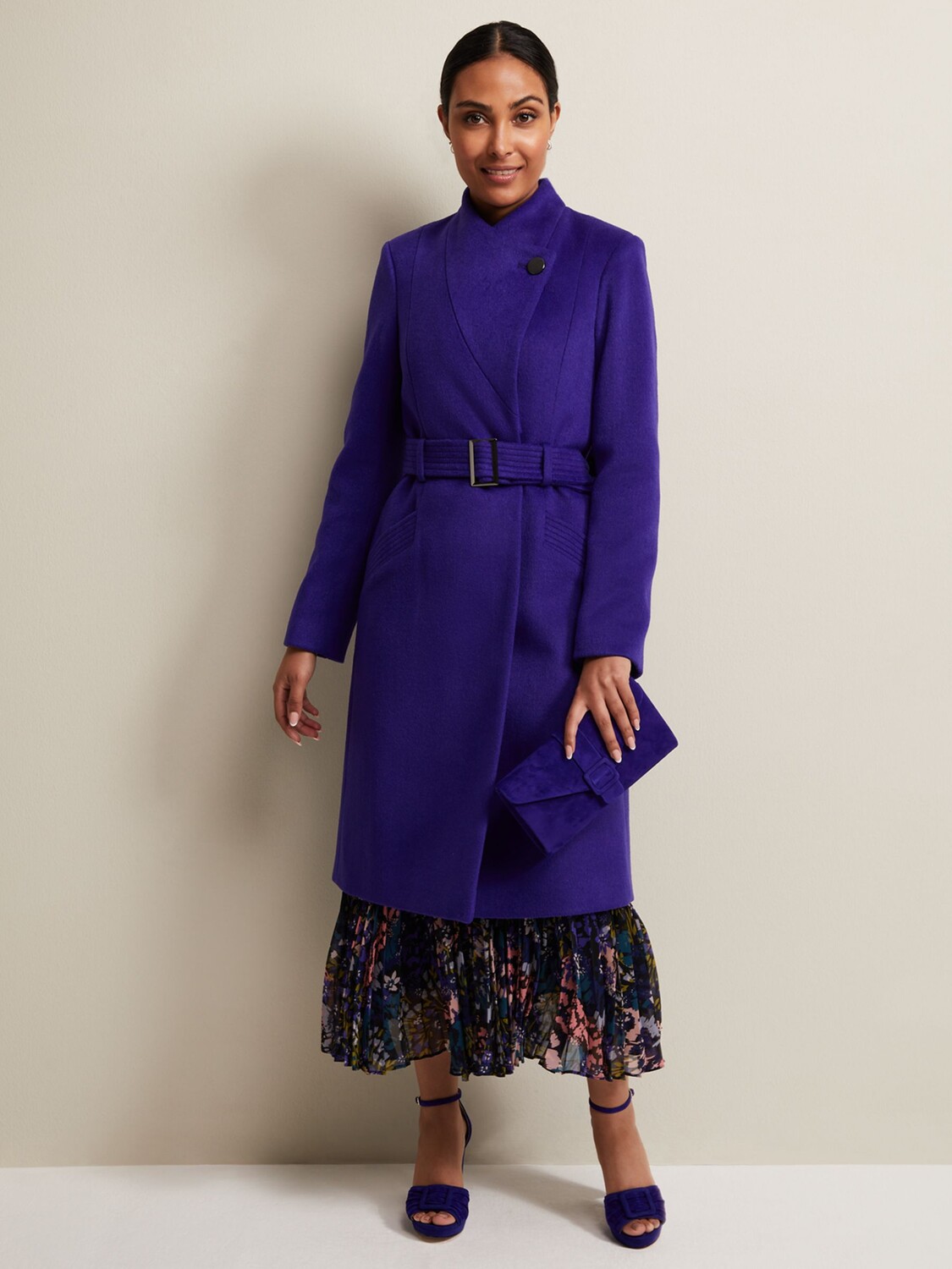 

Пальто Petite Susanna из смесовой шерсти Phase Eight, фиолетовый