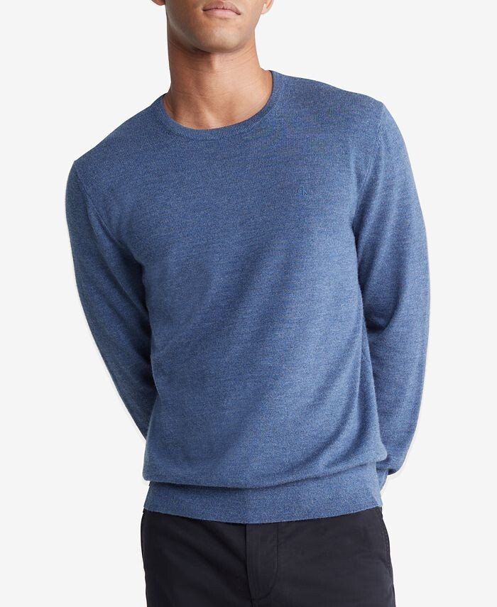 

Мужской свитер из очень тонкой шерсти мериноса Calvin Klein, цвет Gray Blue Heather