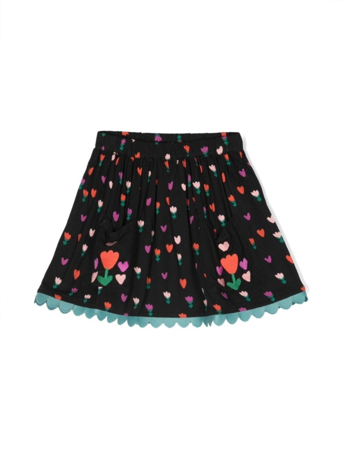 

Stella McCartney Kids юбка со складками и цветочным принтом, черный