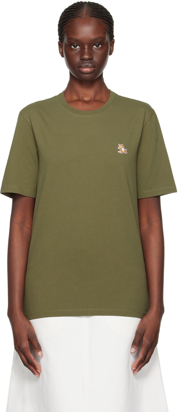 

Футболка цвета хаки Chillax Fox Maison Kitsune, цвет Military green