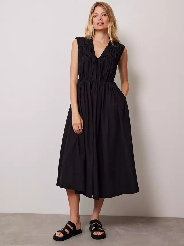 

Платье Mint Velvet Tie Front Midi, черный