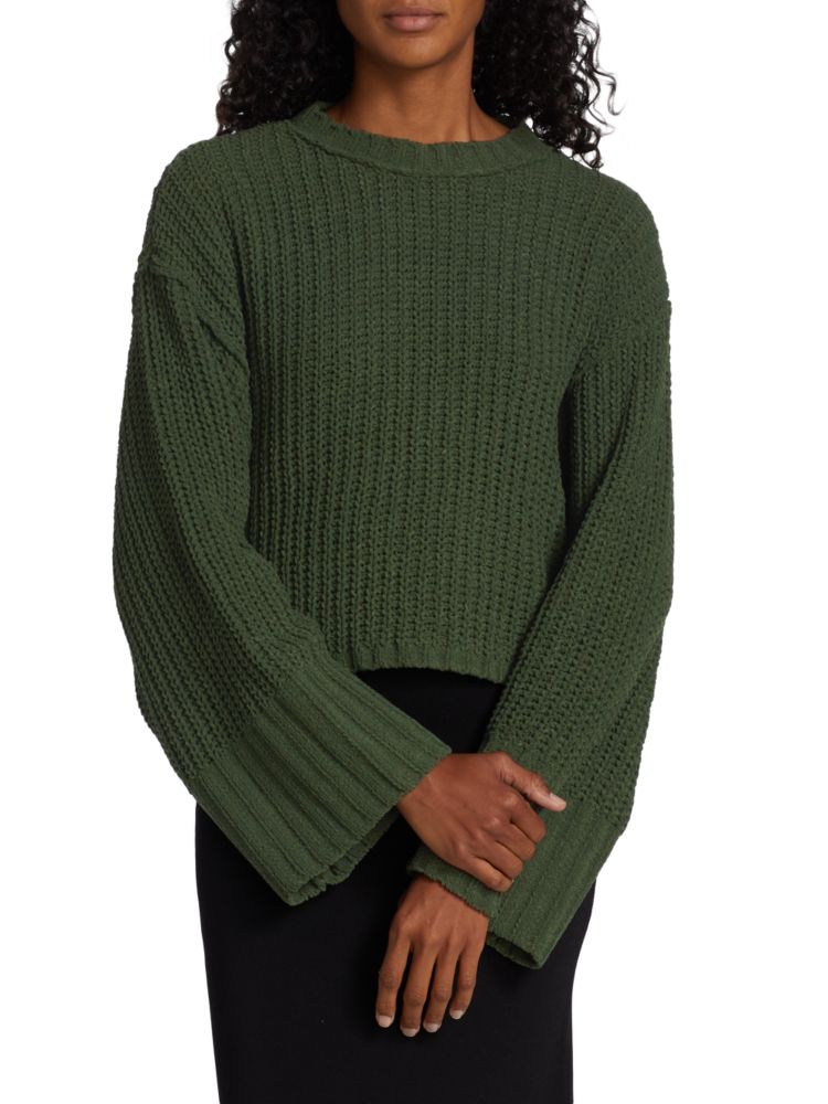 Свободный укороченный свитер в рубчик Design History, цвет Green Oak