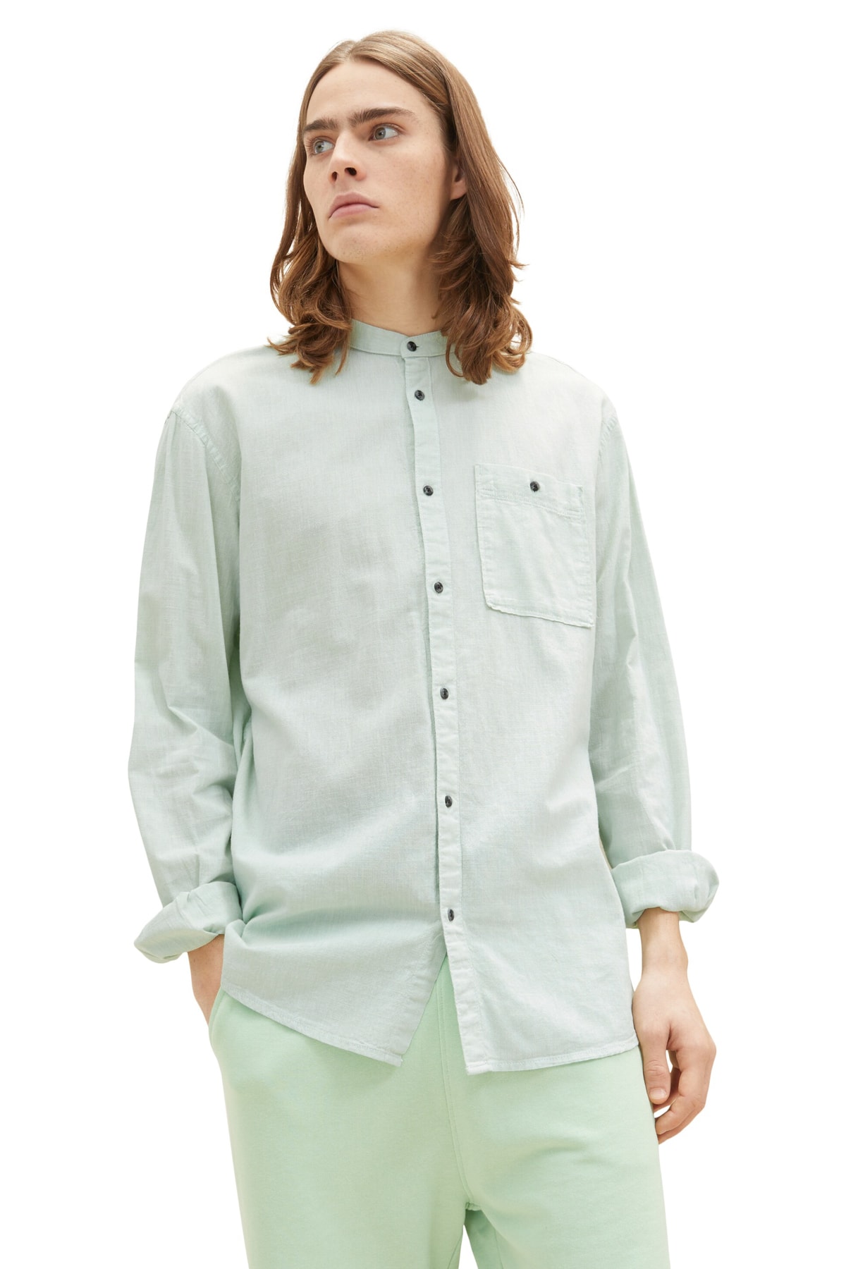 Рубашка – зеленая – стандартного кроя Tom Tailor Denim, зеленый майка tom tailor хлопок однотонная размер m зеленый
