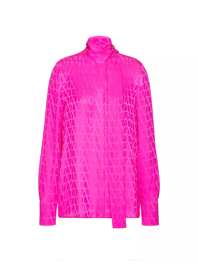 

Шелковая жаккардовая блузка Toile Iconographe Valentino Garavani, розовый