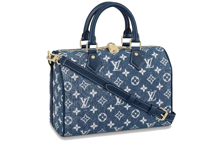 

Сумка джинсовая Louis Vuitton Speedy 25 Old Flower на одно плечо, синий