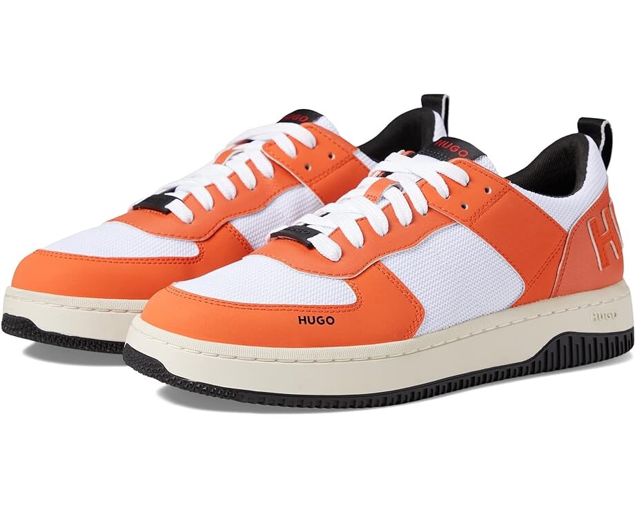 Кроссовки HUGO Kilian Retro Low Profile Sneakers, цвет Electric Orange/White кроссовки hugo kilian retro high top sneakers цвет charcoal bright white