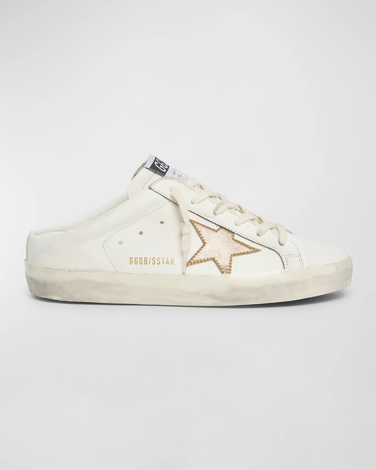 

Кроссовки-шлепанцы из смешанной кожи с блестками Sabot Golden Goose, цвет White Gold