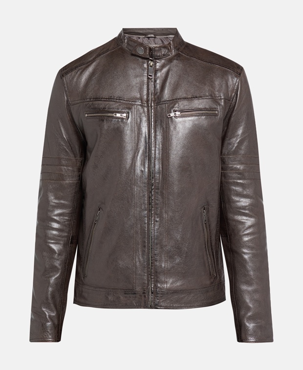Кожаный пиджак , темно коричневый AIM