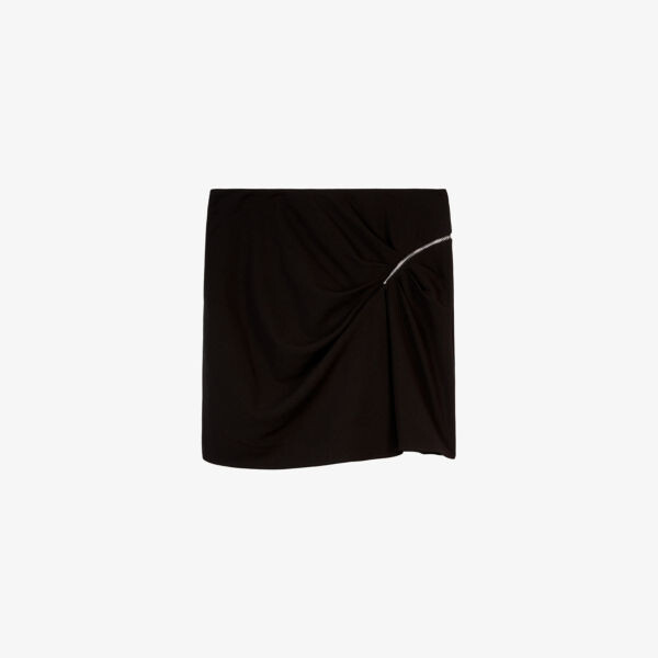 

Мини-юбка из эластичной ткани с украшением на молнии The Kooples, черный