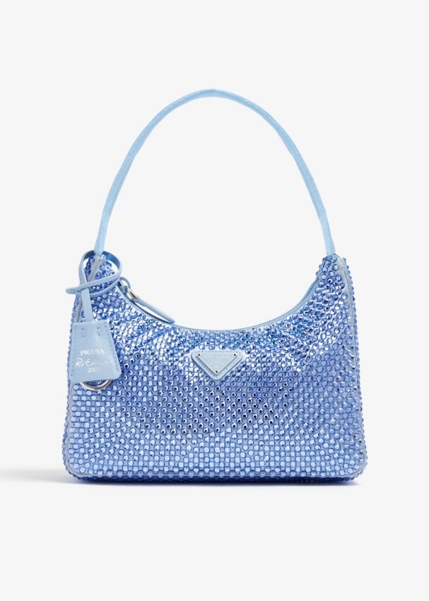 

Сумка Prada Re-Edition Crystal-Embellished Mini, синий