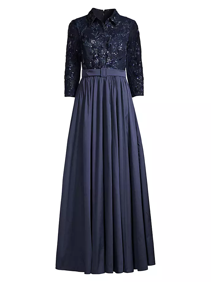 Платье из тюля с пайетками и поясом Aidan Mattox, цвет twilight цена и фото