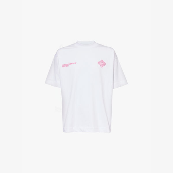 

Футболка свободного кроя из хлопкового джерси с размытым графическим логотипом бренда The Couture Club, белый