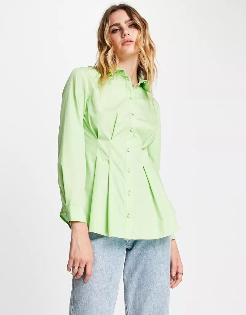 

Зеленая рубашка из поплина с завязкой на талии River Island