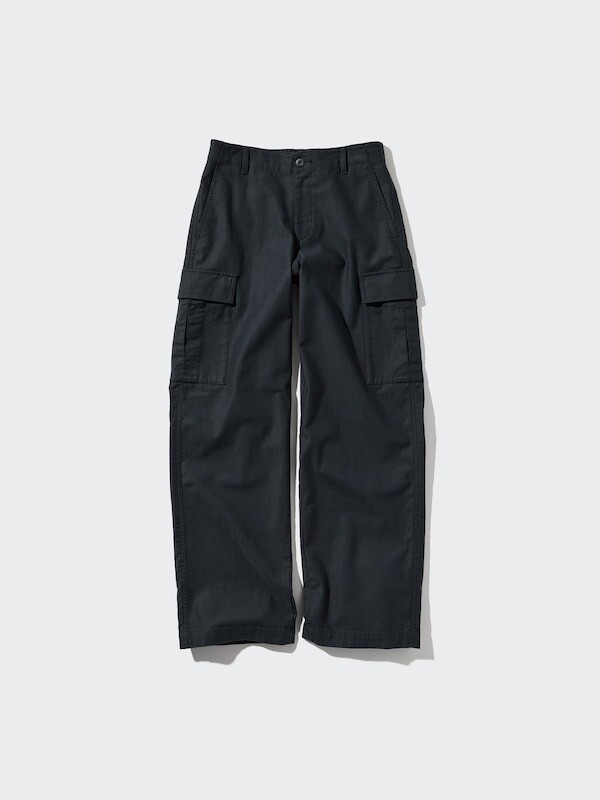 

Широкие брюки-карго с прямыми штанинами длинные Uniqlo, серый