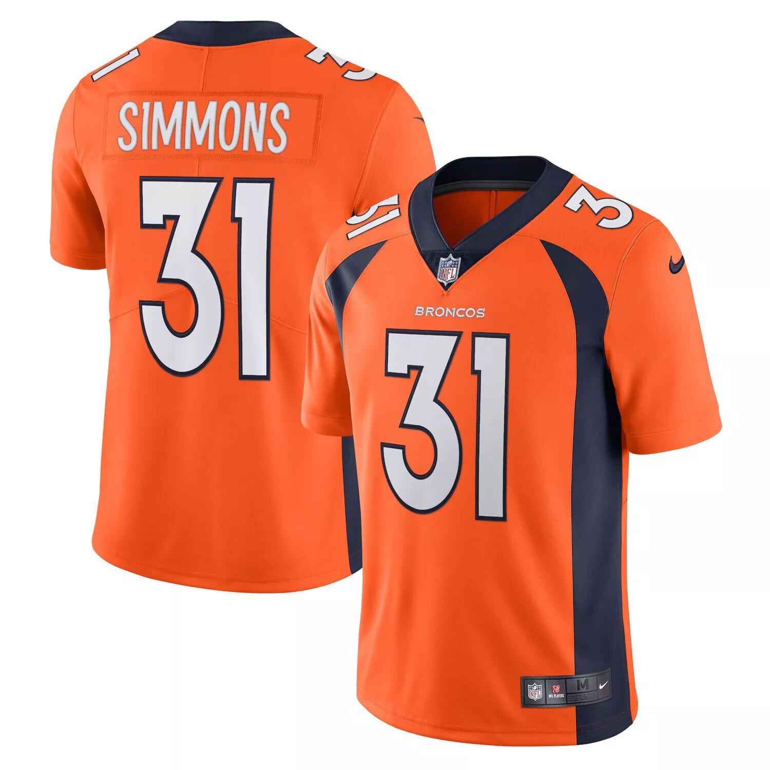 

Мужское джерси Джастина Симмонса оранжевое Denver Broncos Vapor Limited Nike, Оранжевый