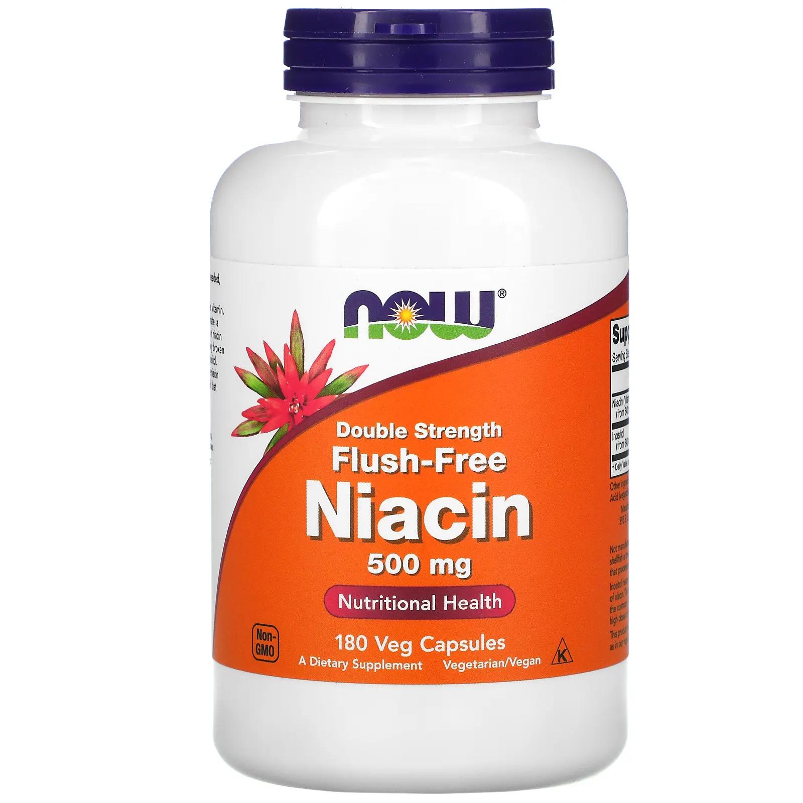 Now Foods Ниацин без покраснений двойная сила 500 мг 180 капсул