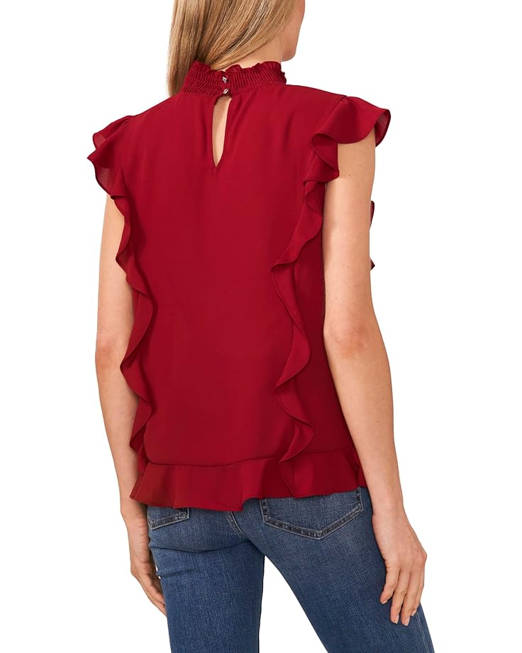 

Блуза CeCe Sleeveless Mock Neck Ruffled Blouse, цвет Mulberry Red