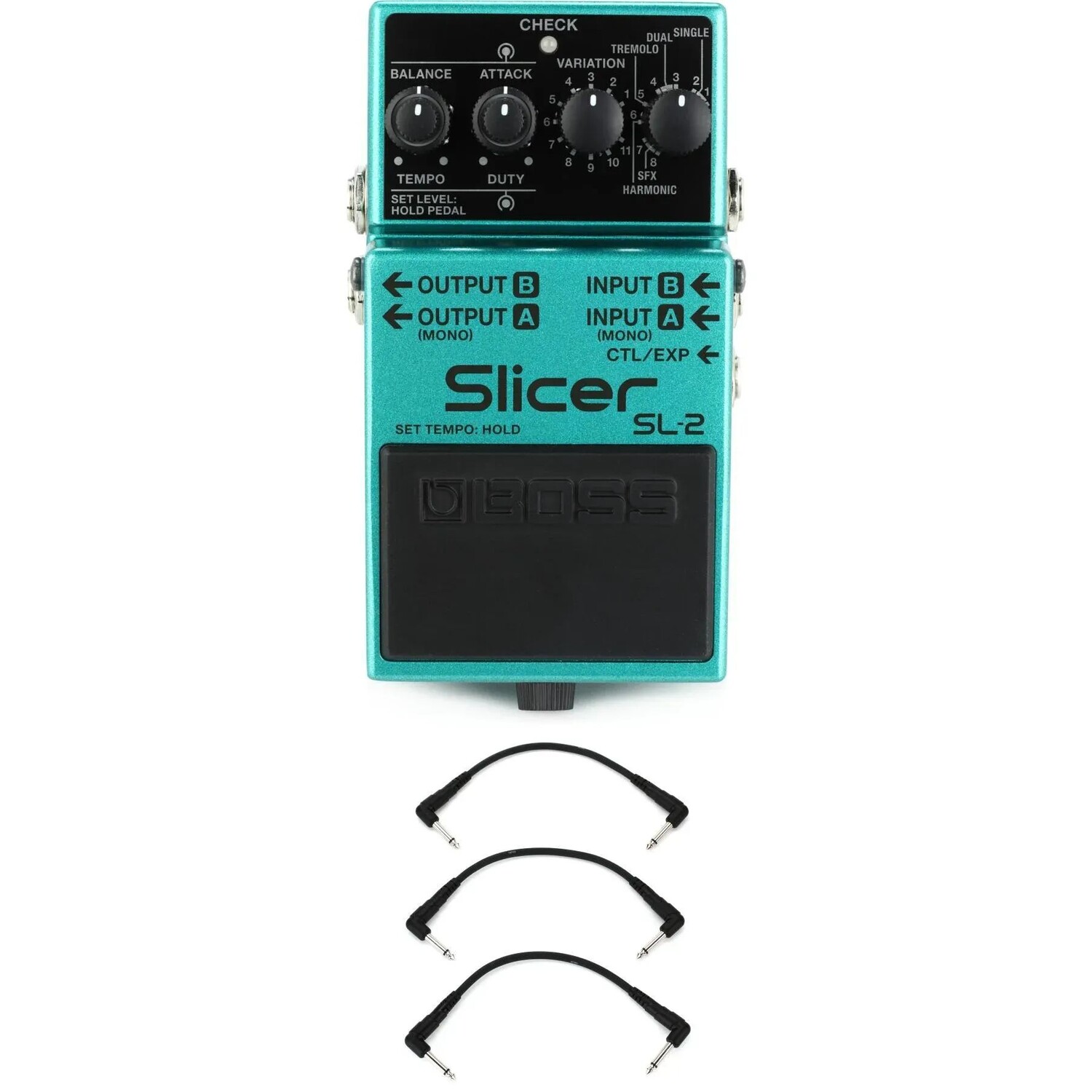 

Педаль процессора звуковых шаблонов Boss SL-2 Slicer с 3 патч-кабелями