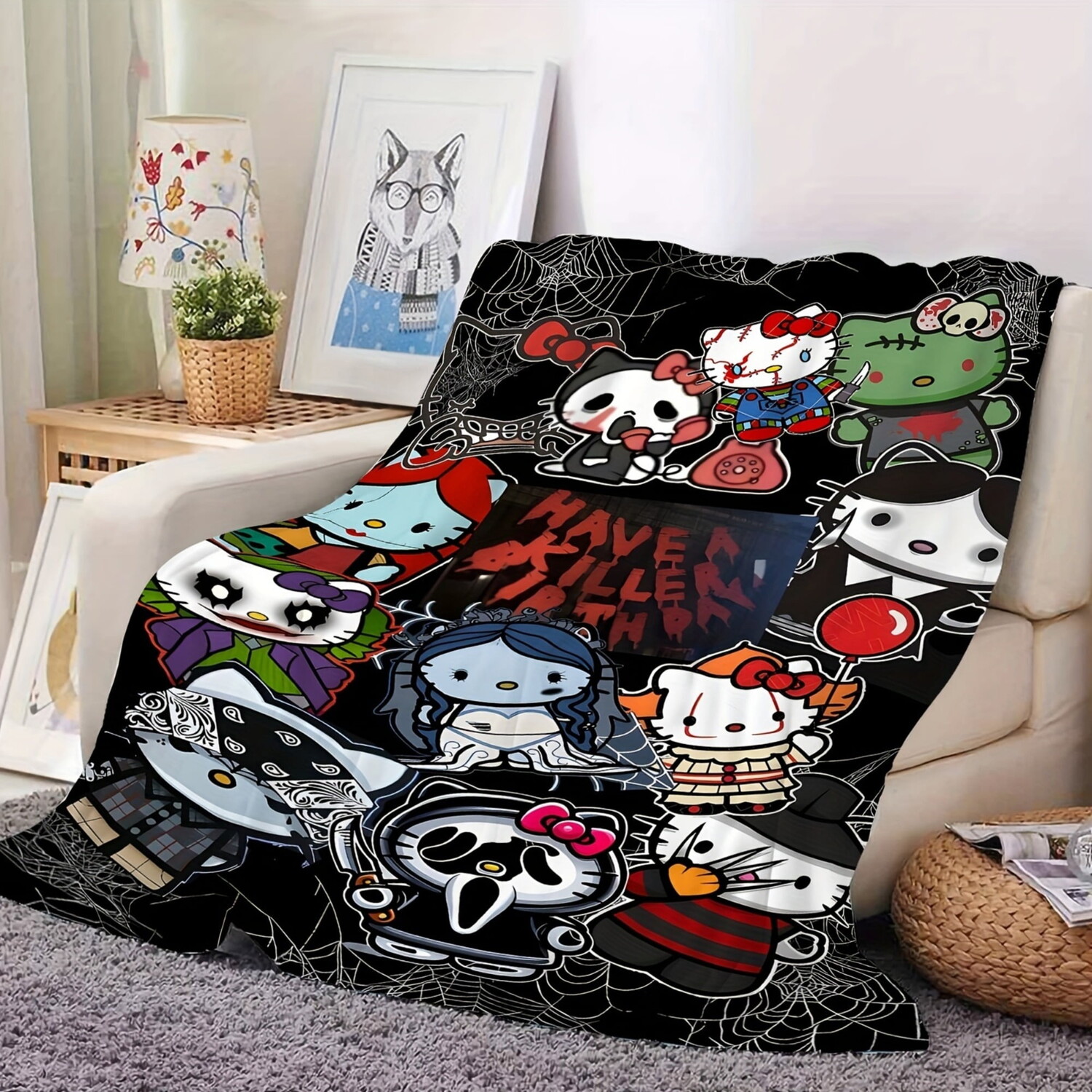 

Одеяло с рисунком Hello Kitty Pppoadi, черный