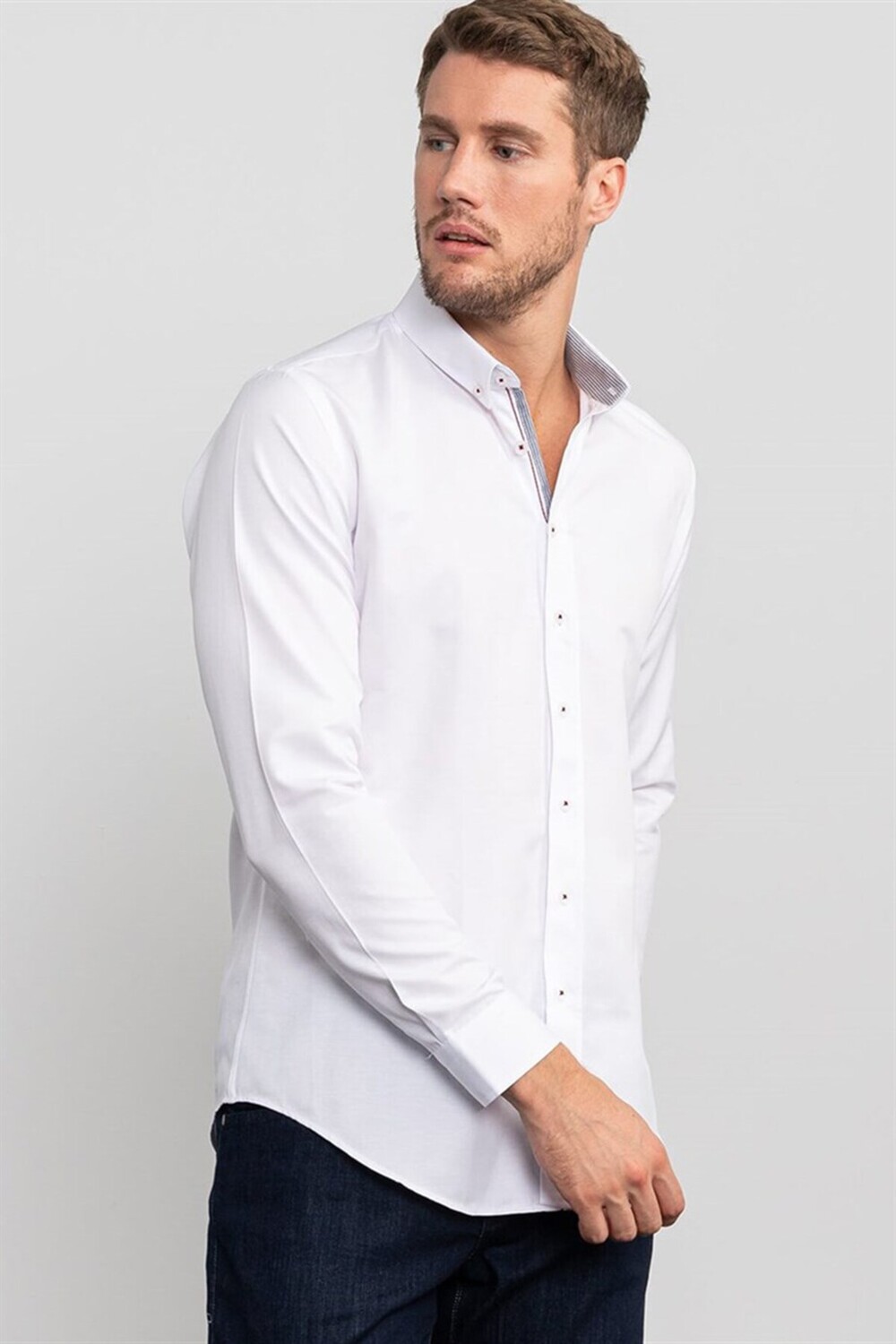 

Обычная спортивная мужская рубашка с воротником на пуговицах Slim Fit Tudors, белый