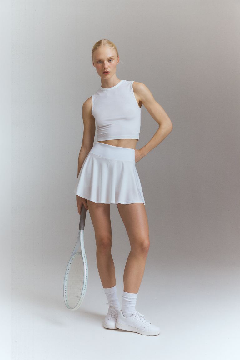 Теннисная юбка Drymove пластинчатого кроя H&M, белый