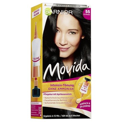 

Garnier Movida Интенсивная краска для ярких волос без аммиака и закрашивания седины 55 Черный 60мл