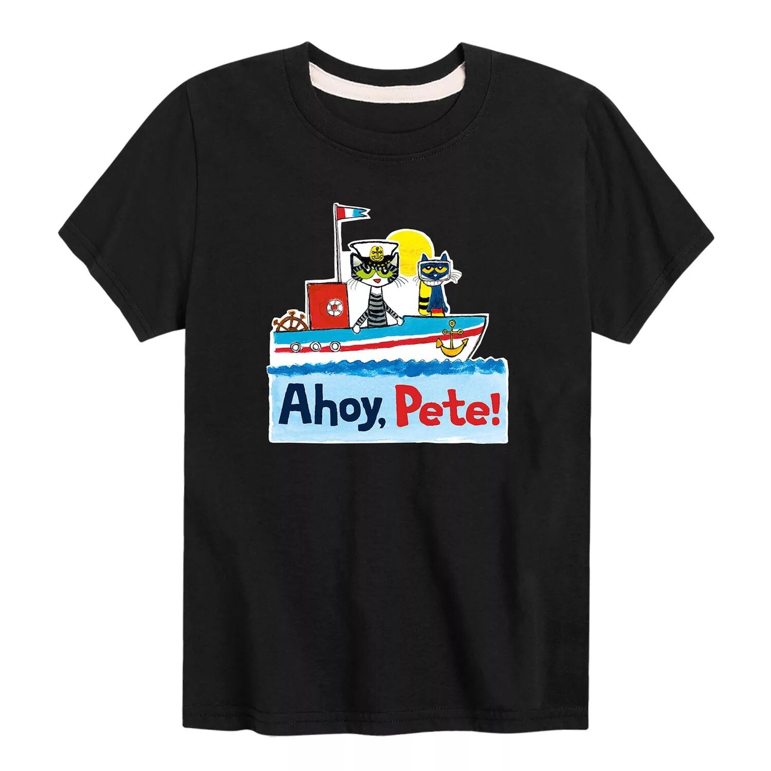 

Футболка с рисунком Pete The Cat Ahoy Pete для мальчиков 8–20 лет Licensed Character, черный