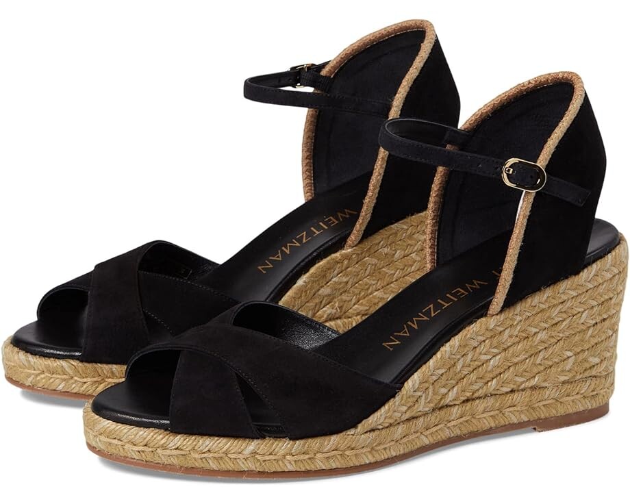 

Туфли Stuart Weitzman Mirela II Espadrille Wedge, цвет Black/Natural