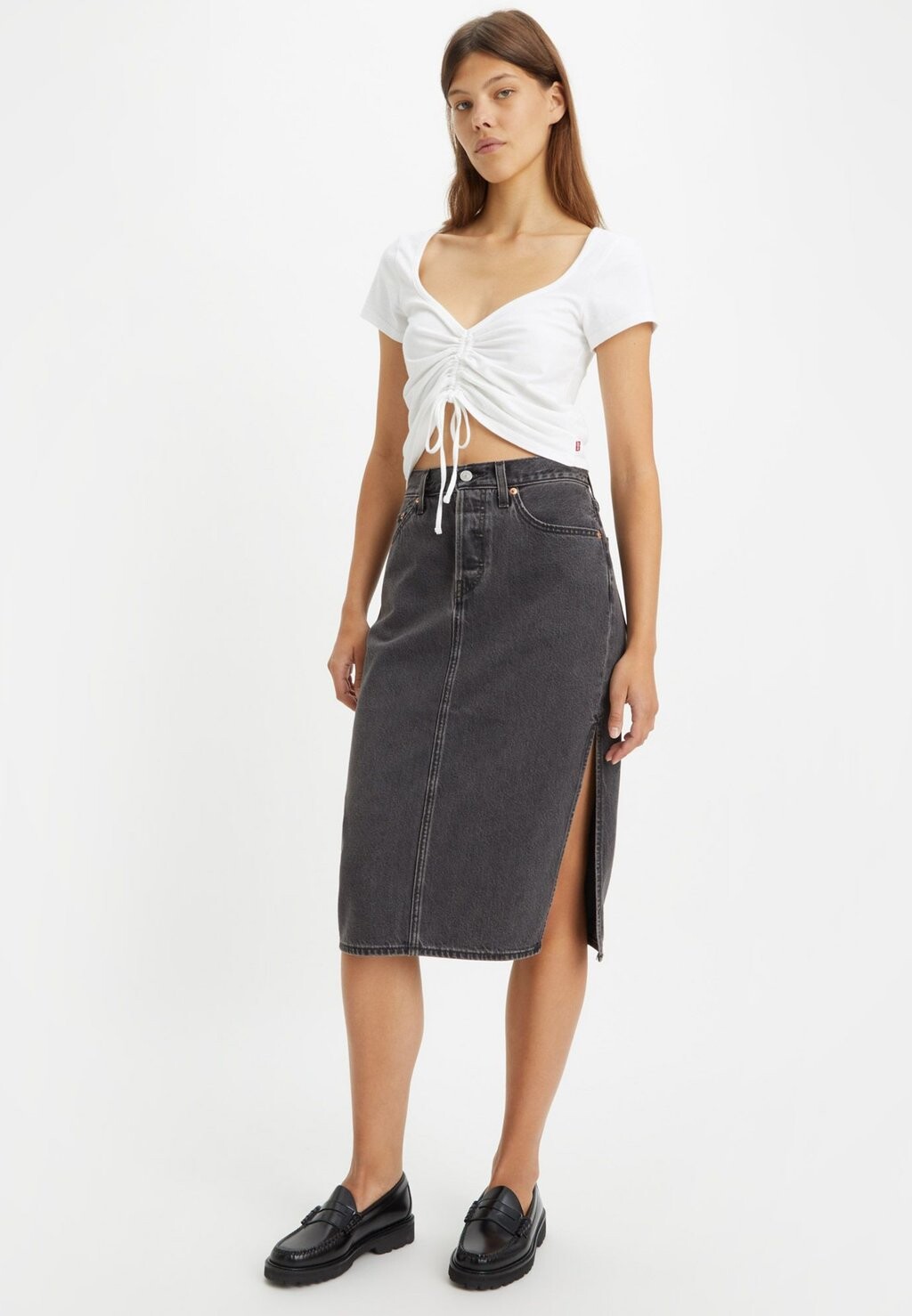 

Джинсовая юбка SIDE SLIT SKIRT Levi's, цвет washed noir black