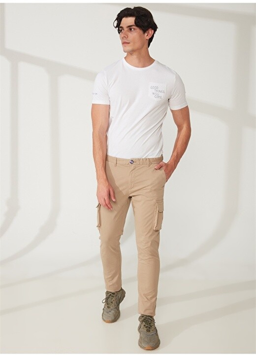 

Бежевые мужские брюки Slim Fit с нормальной талией Fred Mello, Бежевый
