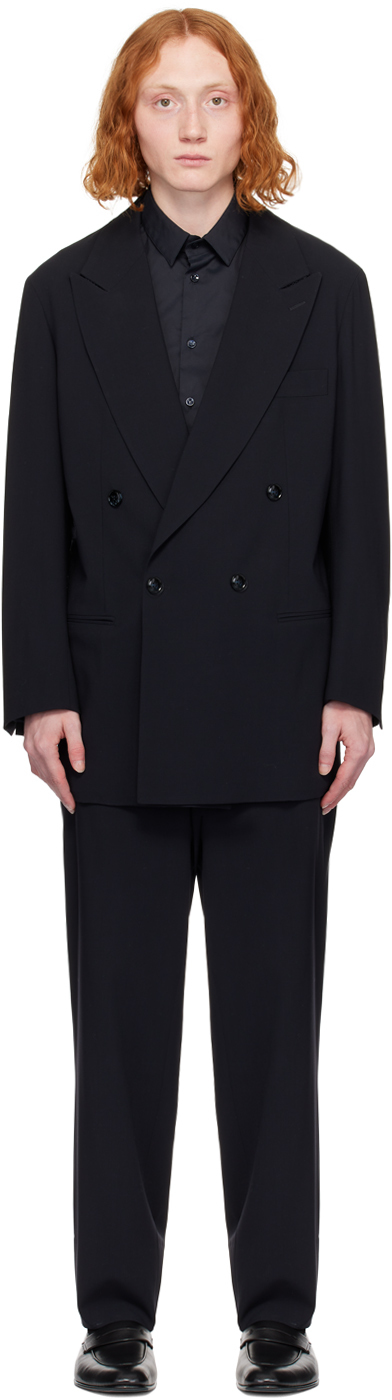 Черный двубортный костюм Giorgio Armani
