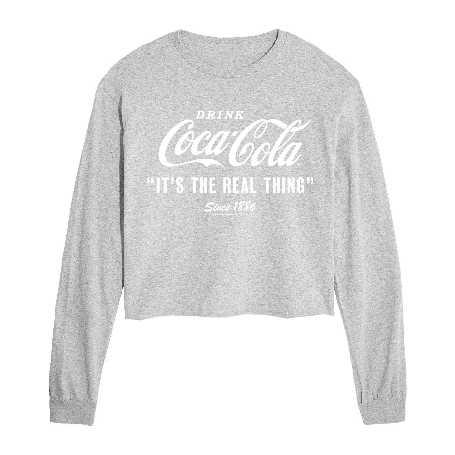 

Укороченная футболка с длинными рукавами и рисунком Coca-Cola Real Thing для юниоров Licensed Character, серый