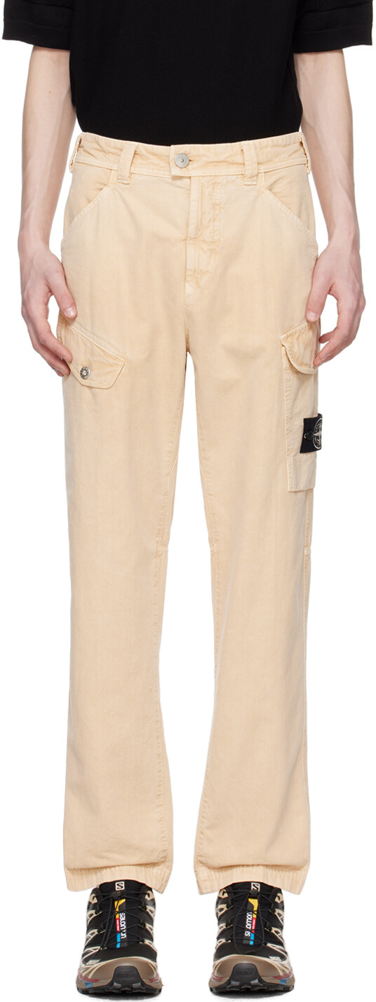

Бежевые брюки карго с нашивками Stone Island, цвет Natural beige