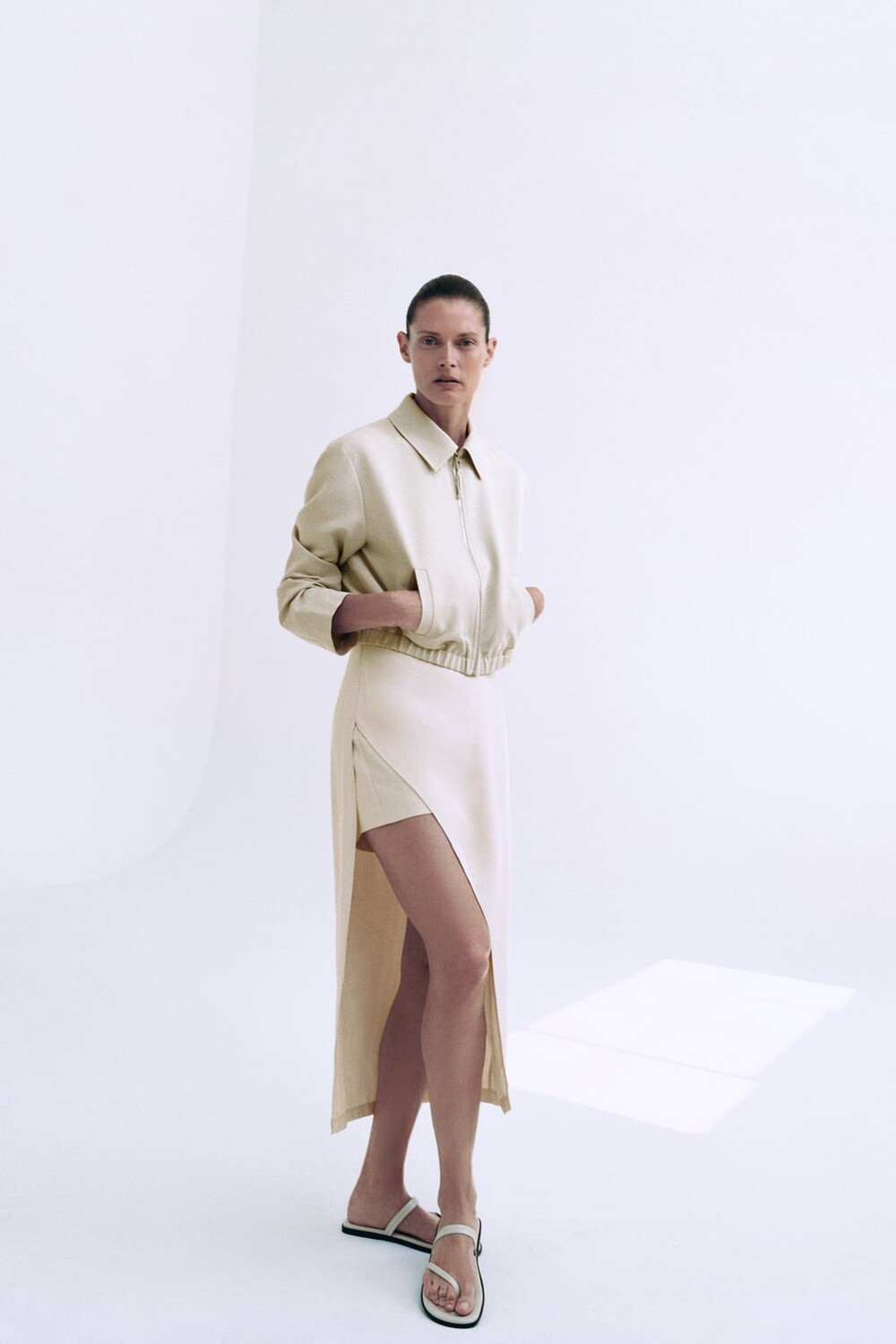 

Шорты миди парео-бермуды ZARA, экру